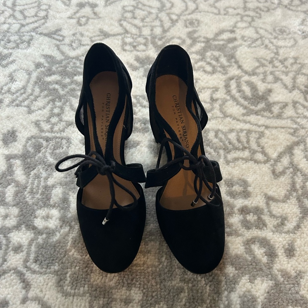Christian Siriano Black Lace-Up Heels - Picture 2 of 5